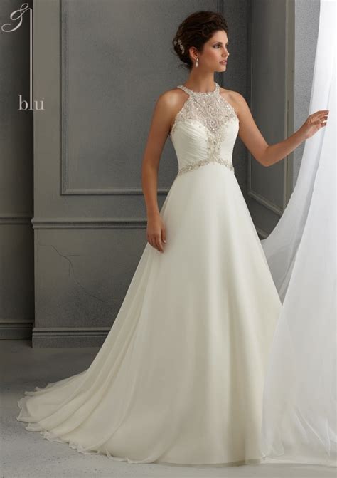 Wedding dress backless bridal gown court train mermaid style halter lace dressestop rated seller. Wedding Dress - Mori Lee Blue FALL 2014 Collection: 5264 ...
