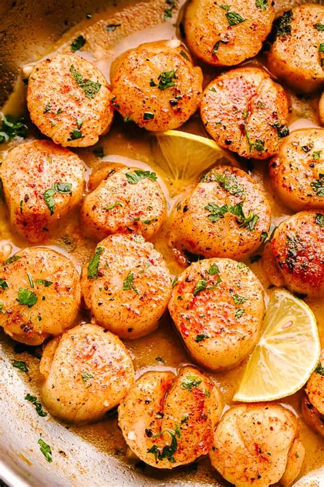 Ingredients for two servings of healthy scallop pasta. Recipe Low Calorie Small Scallops : Pan Seared Scallops ...