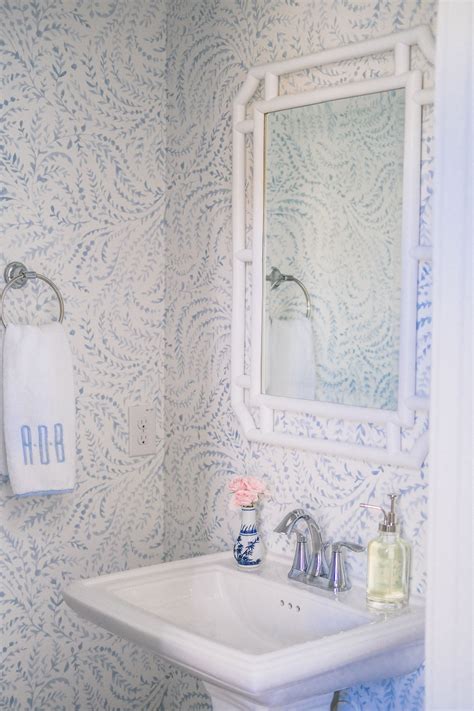 Serena And Lily Wallpaper White Bathroom Guest Bathroom Modern