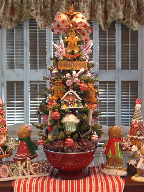 That stuff wasn't going to waste. Gingerbread Kitchen Tree in Red Colander with Battery ...