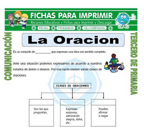 Clases De Oraciones Para Tercero De Primaria Fichas Para Imprimir