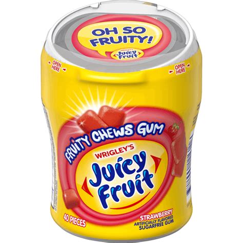 Juicy Fruit Fruity Chews Strawberry Sugarfree Gum 40 Piece Bottle