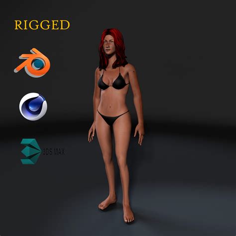 Artstation Woman In Bikini Rigged 3d Game Character Low Poly 3d Model Game Assets