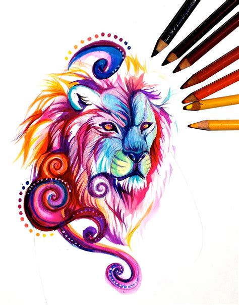 Colorful Lion Tattoo Design Colorful Lion Colorful Lion Tattoo Lion