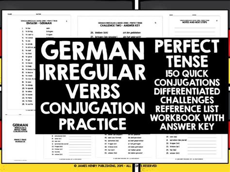 German Irregular Verbs Perfect Tense Conjugation Teaching Resources