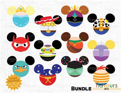 Disney Characters Ears Bundle Cuttable Design Files Disney Themed