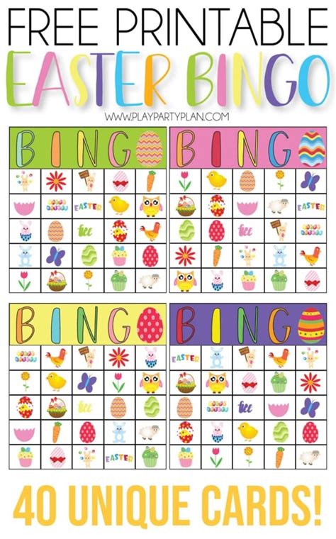 Free Printable Easter Bingo Cards Play Party Plan