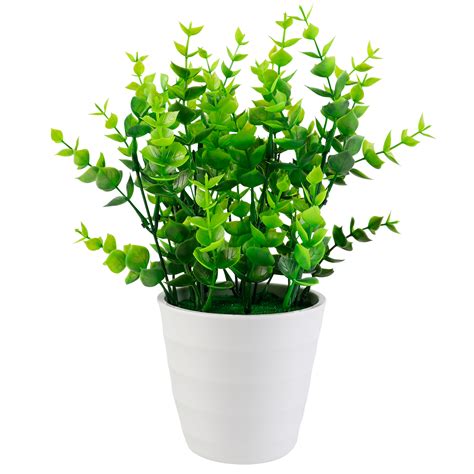 Bangcool Indoor Artificial Potted Plants Plastic Eucalyptus Stems