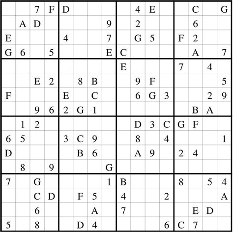 Sudoku 16x16 Printable Printable Word Searches