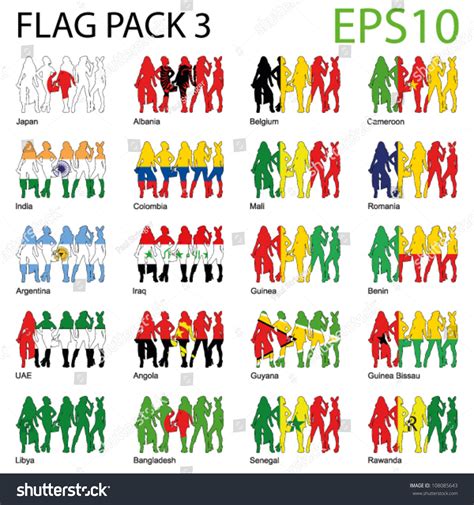 Eps10 Sexy Woman World Flags Pack Stock Vector Royalty Free 108085643