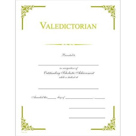 Valedictorian Award Certificate