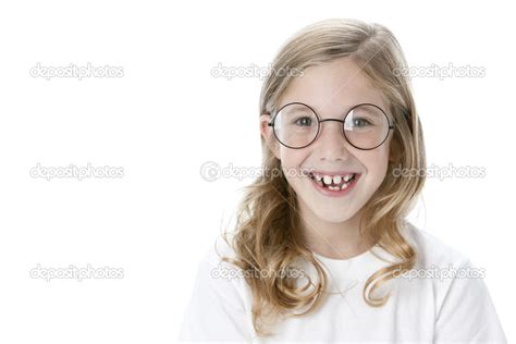 Smiling Caucasian Little Girl Wearing Glasses — Stock Photo © Jbryson