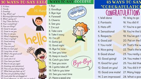 Other Ways To Say Hello Goodbye Thank You Congratulations And Good