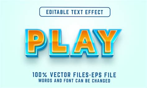 Premium Vector Play 3d Text Effect Editable Text Effect Premium Vectors