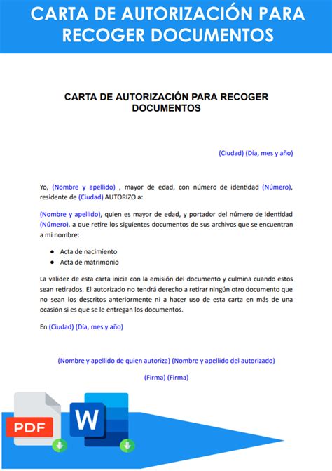 Carta De Autorizacion Para Recogida De Documentos Compartir Carta My