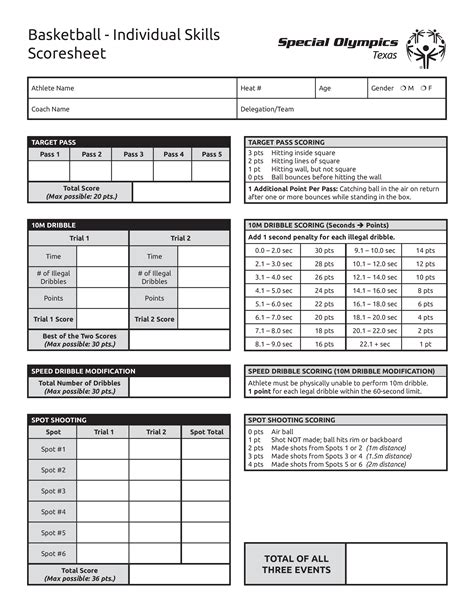 Kostenloses Individual Basketball Score Sheet Sample