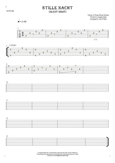 C g d wesoła nowina g że panna czysta, że panna czysta. Stille Nacht - Tabulatur für Gitarre solo (fingerstyle ...