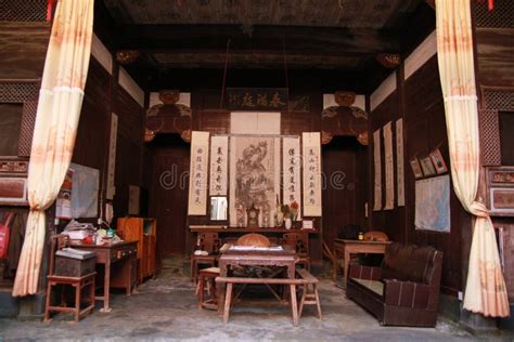Sala De Visitas De Uma Casa Chinesa Antiga Imagem De Stock Editorial
