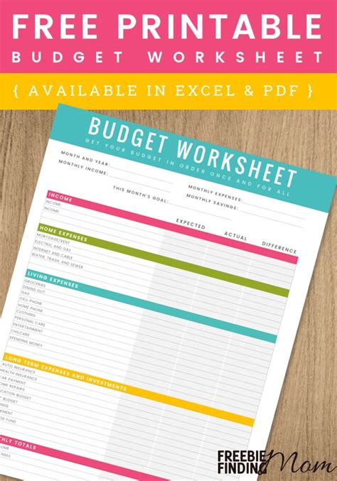 Free Printable Household Budget Worksheet Freebie