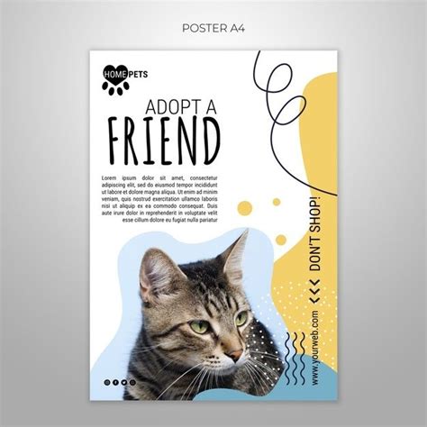 Free Psd Adopt A Pet Poster Template With Photo Of Cat Pet Branding