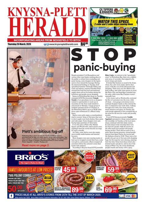 Knysna Plett Herald March 26 2020 Newspaper Get Your Digital