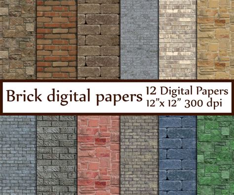 Brick Digital Paper Brick Textures Digital Brick