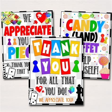 Games Theme Appreciation Printable Decor Signs Appreciation Staff