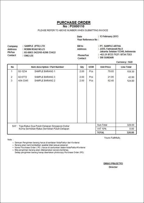 Contoh Purchase Order Homecare24