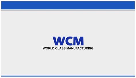 World Class Manufacturing Wcm Presentation