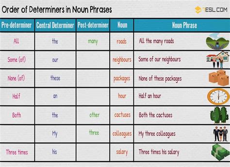 Then, put your grammar knowledge into practice by doing the exercises. Order of Determiners in Noun Phrases | English Grammar | 7 ...