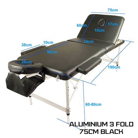 Aluminium Portable Massage Table 75cm Black Forever Beauty