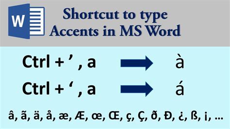 Keyboard Shortcut For Accents In Word Type Any Accents Or
