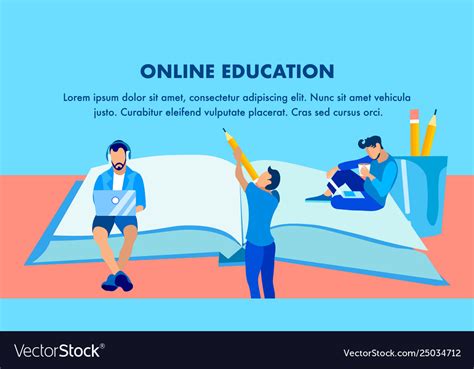Online Education Remote Study Banner Template Vector Image