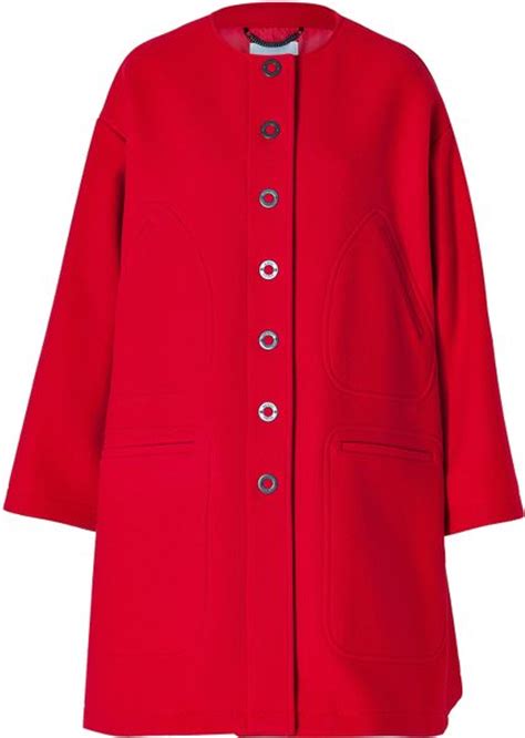 Kenzo Wool Blend A Line Swing Coat In Red Lyst
