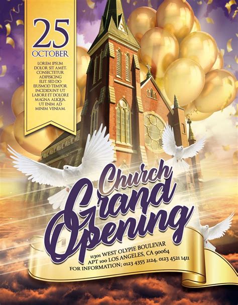 Yellow Exclusive Church Grand Opening Premium Flyer Template Psd By
