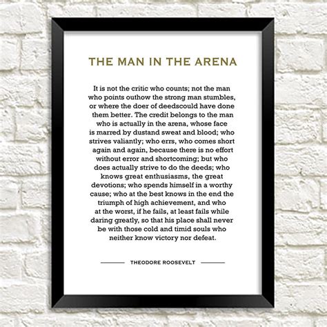 Man In The Arena Theodore Roosevelt Inspirational Quote Art Print