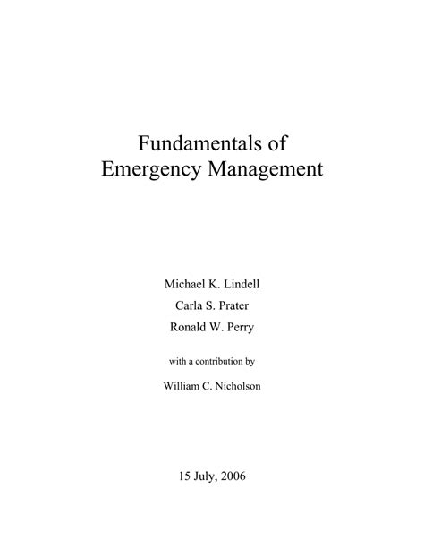 Senior executive, deans, directors, managers and supervisors have an overall collective responsibility for the implementation of the emergency management plan: (PDF) Fundamentals of Emergency Management