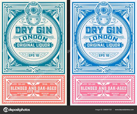 Vintage Gin Label Template Vector Layered Stock Vector By ©roverto007