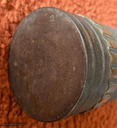 Ww1 Empty Inert 3 Mortar Shrapnel Shell Casing And Timed Fuse Assy