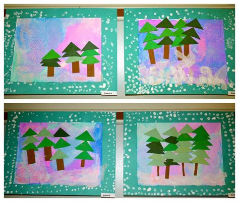K Watercolor Winter Landscape Winter Art Lesson Holiday Art Projects