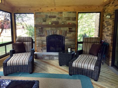 Screen Porch With Outdoor Fireplace By Chicagoland Porch Builder