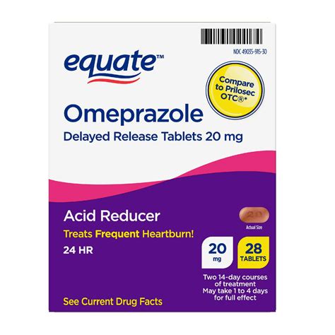 Equate Omeprazole Delayed Release Tablets 20 Mg Acid Reducer 28 Count