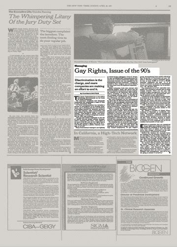 Managing Gay Rights Issue Of The 90 S The New York Times