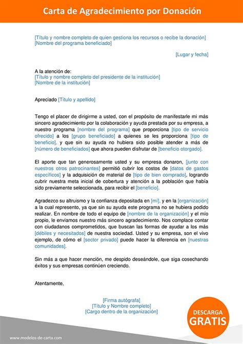 Modelos De Carta De Agradecimiento A Una Empresa Carta Word