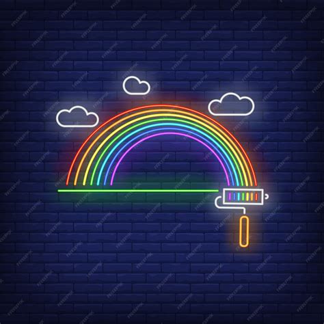 Free Vector Painted Rainbow Neon Sign