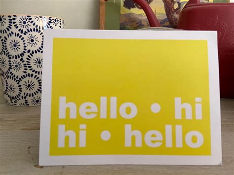 Hi Hello Card 55 X 4 Yellow Etsy