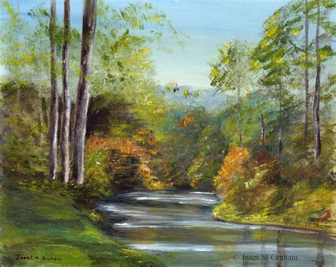 Autumn River Fall Art Painting Landscape Trees Sfa Original Etsy