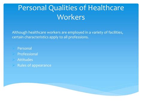 Ppt Personal Qualities Of Healthcare Workers Powerpoint Presentation