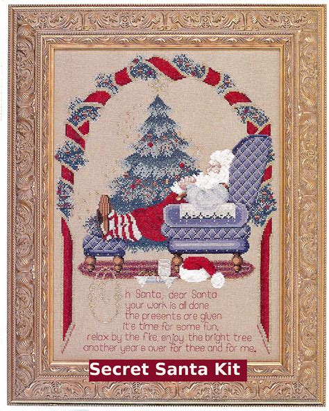 secret santa cross stitch kit embroidery patterns by lavender and lace