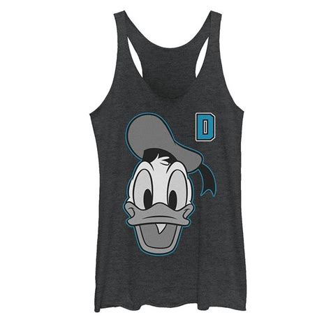 Juniors Disney Donald Duck Varsity Letter Face Tank Athletic Tank